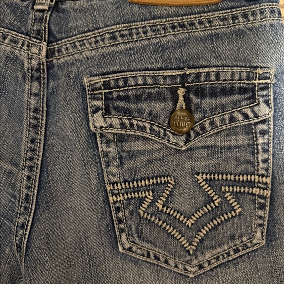 NWOT Antique Rivet Red and Blue Denim Jeans - Picture 2 of 5